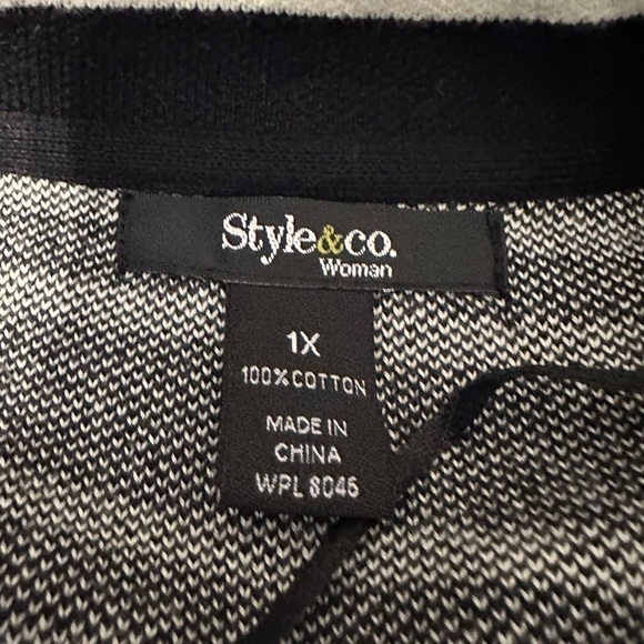 Style & Co NWT Striped Print Peplum Sweater Blazer Black White Size 1X - Picture 11 of 11
